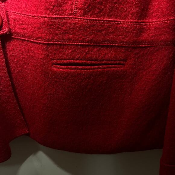 Talbots Jacket VTG Burgundy Red Wool Holiday Office Winter Open Front Pocket XL - Picture 5 of 9